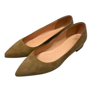 J. Crew Suede Slip On Shoes Womens US 9 Beige Pointed Toe Ballet Flats Excellent